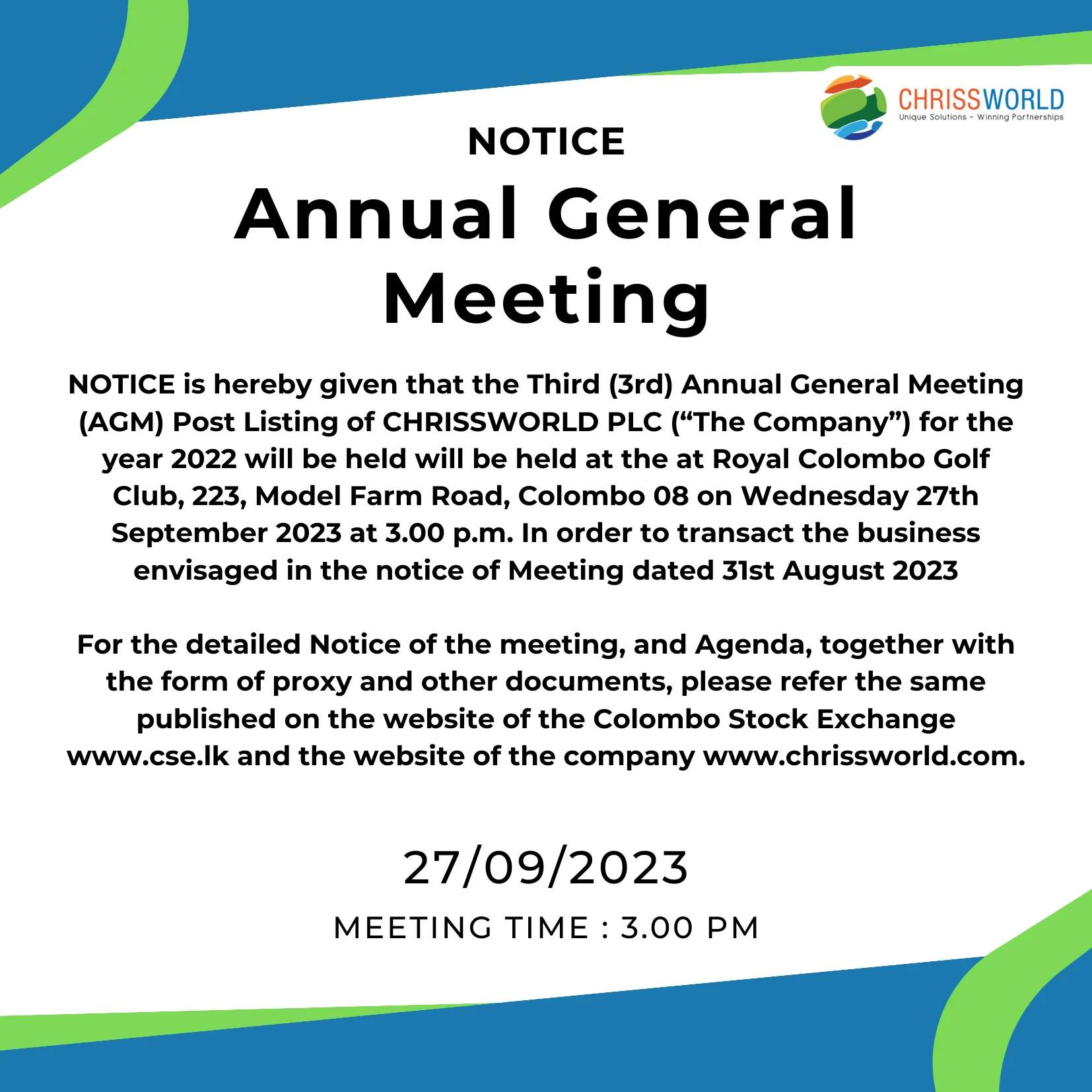 ANNUAL GENERAL MEETING FOR THE YEAR 2023